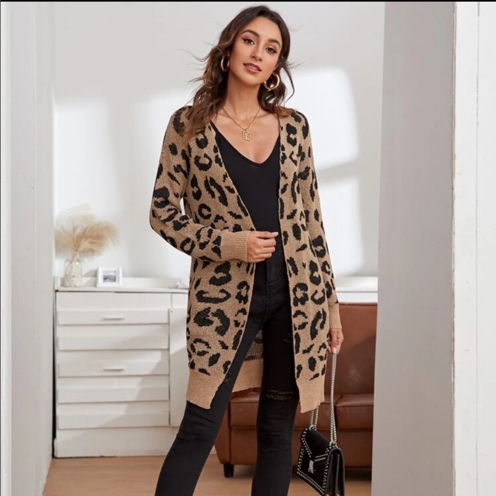 SOFTEST EVER leopard print cardigan tan - Picture 2 of 3